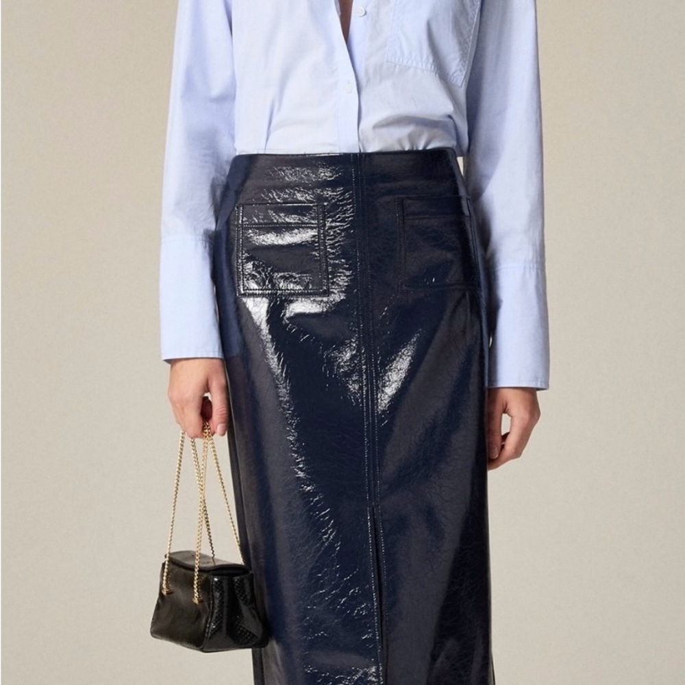 JCrew Patch-pocket No. 3 Pencil Skirt in textured faux patent leather